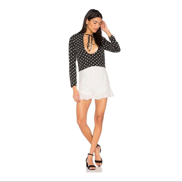 NWT REVOLVE X LIONESS Take the Plunge Polka Dot Top - Black - Medium - Picture 15 of 15
